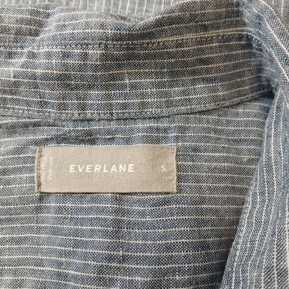 Everlane womens small 100% linen shirt blue stripe substantial capsule top - Picture 6 of 8